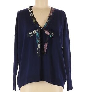 Abigail Borg for J. Crew Wool Navy Blue and Floral Sweater XS
